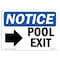 Signmission OSHA Notice Sign, 7" Height, Rigid Plastic, Pool Exit (Right Arrow) Sign With Symbol, Landscape OS-NS-P-710-L-17683 - alternate 1
